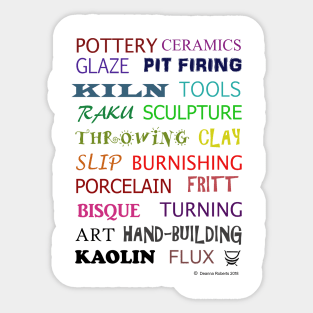 Pottery Terms - in colour Sticker